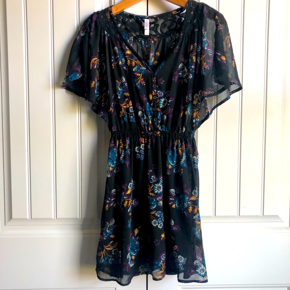 NWOT Xhilaration Sheer Floral Dress
